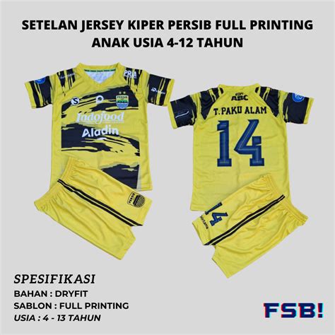 Jual Jersey Kiper Persib Anak Terbaru Bisa Custom Nama Usia