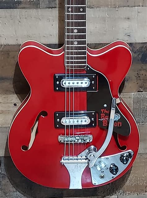 1967 Teisco Merlin Red Baron Semi Hollow Mij Vintage Reverb