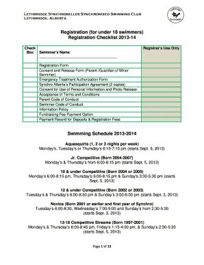 Fillable Online Registration Checklist Swimming Ramp