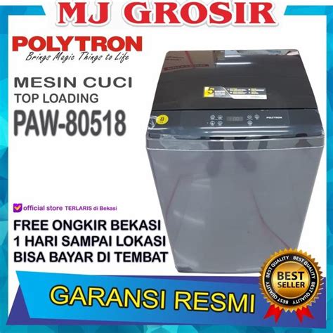 Jual MESIN CUCI 1 TABUNG POLYTRON PAW 80518 TOP LOADING 8 KG ZEROMATIC