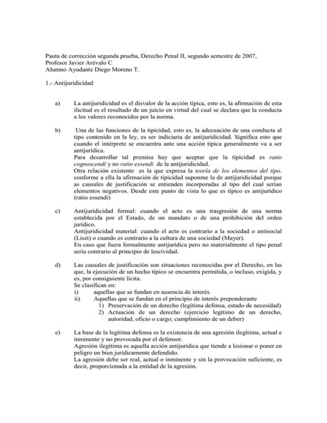 Pauta De Corrección 2da Prueba Derecho Penal Ii U