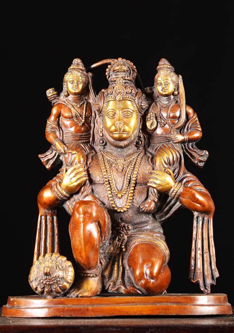 Hanuman Kneeling with Rama & Lakshmana on His Shoulders Brass The ...