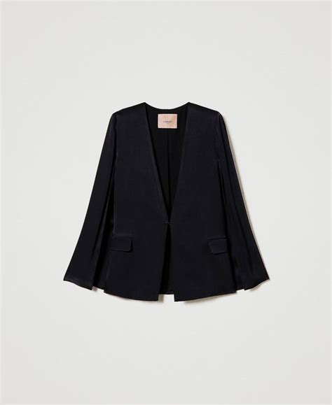 Satin Cape Blazer Woman Black Twinset Milano