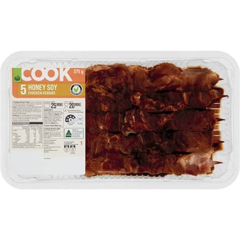 Woolworths Chicken Kebabs Honey Soy 375g Bunch