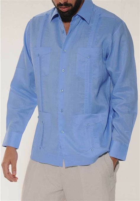 Authentic Cuban Guayabera Shirt Long Sleeve Linen 100 Long Sleeve