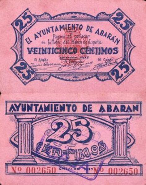 25 Céntimos Abarán Municipio de Abarán Numista