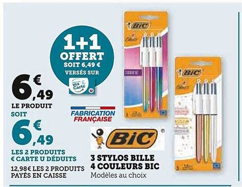 Promo Stylos Bille Couleurs Bic Chez Super U Icatalogue Fr