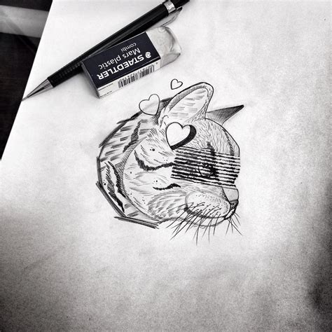 Cat Tattoo Sketch At Explore Collection Of Cat