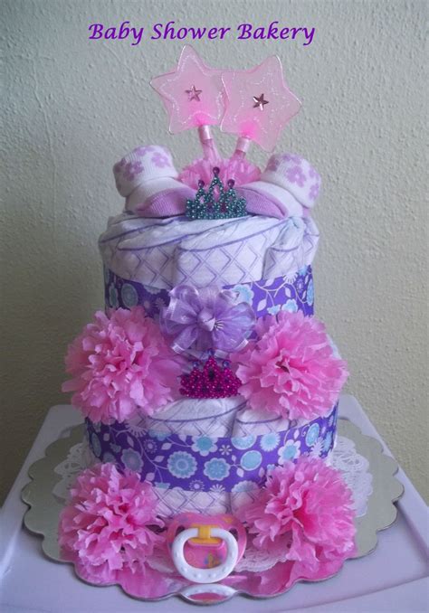 Two Tier Princess Diaper Cake Etsy Princess Diaper Cakes Diaper