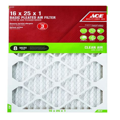 Ace 16 In W X 25 In H X 1 In D Cotton 8 Merv Pleated Air Filter 1 Pk