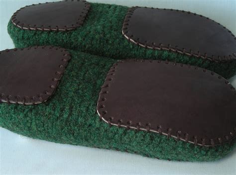 Men's leather slipper soles for knitted crochet felted