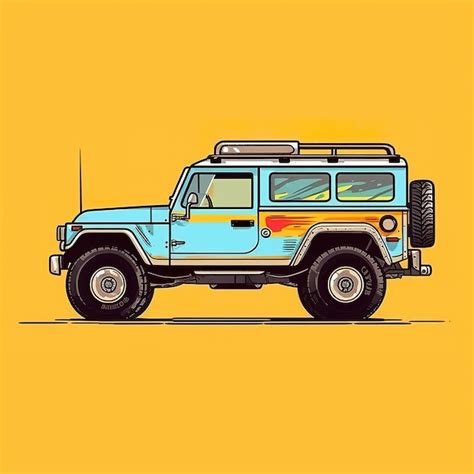 Premium Photo | A green jeep on a yellow background generative ai