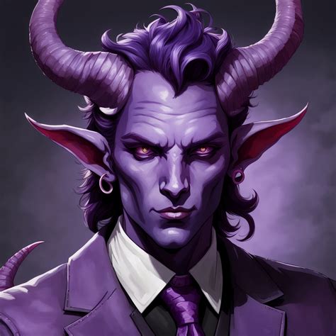 Purple Tiefling Male Round Horns By Lionel Fegen Playground