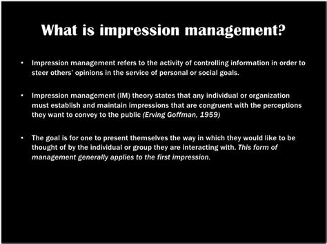 Impression Management Perception Of Self Image And Behaviour