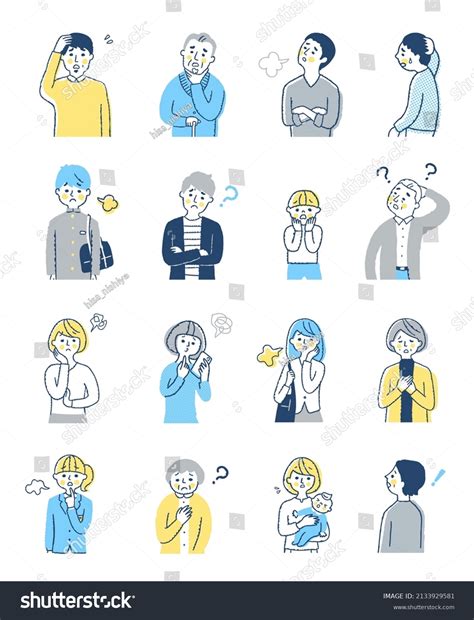 men women troubled facial expressions upper stock vector royalty