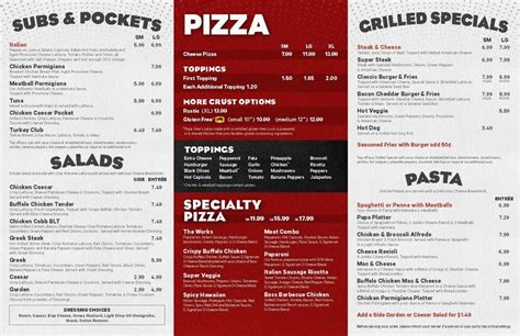 Papa Gino S Printable Menu - Get What You Need For Free