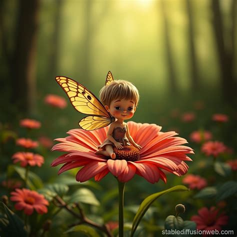 Thumbelina On A Big Red Flower Stable Diffusion Online