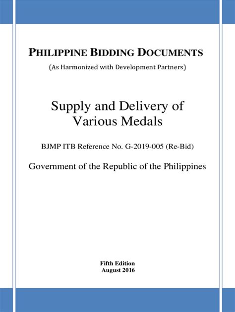 Fillable Online Supply And Delivery Of Various Medals Bjmp Fax Email