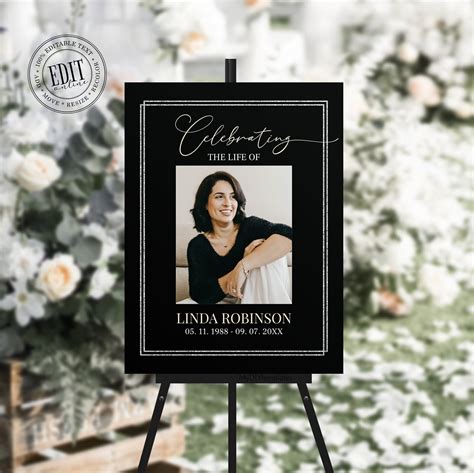 Black And Gold Funeral Welcome Sign Template Celebration Of Life