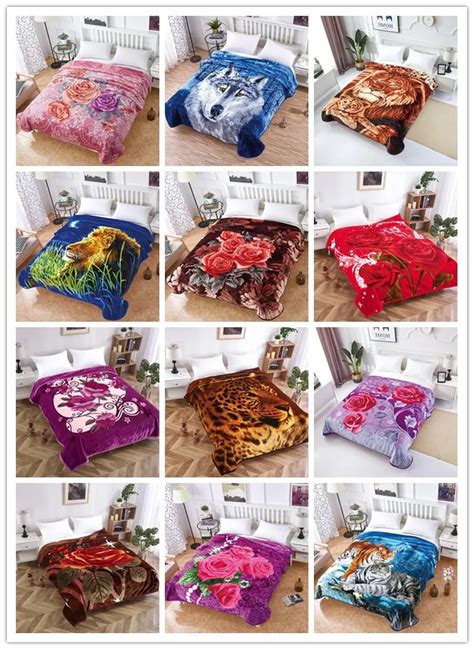 Raschel Blanket Floral Quilt Blanket Winter Mink Blanket Fabric For Bedroom Living Room Frazada