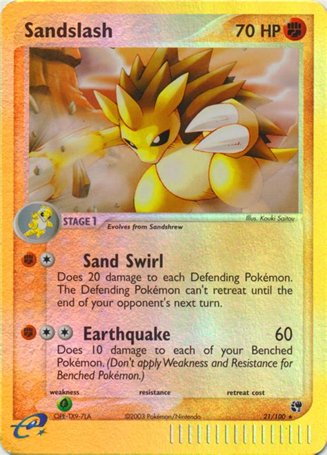 Pok Mon Ex Sandstorm Card Sandslash Parallel Reverse Holo Arcade