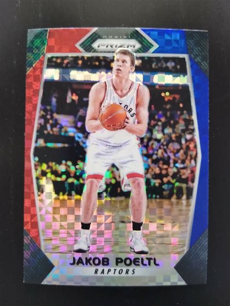 2017 18 Panini Prizm 35 JAKOB POELTL Red Blue Prizm Toronto Raptors