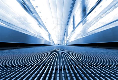 Moving Escalator In Business Center Speed Perspective Lift Photo