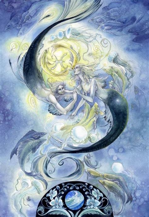 Mystical Watercolor Merman And Mermaid Zodiac Art