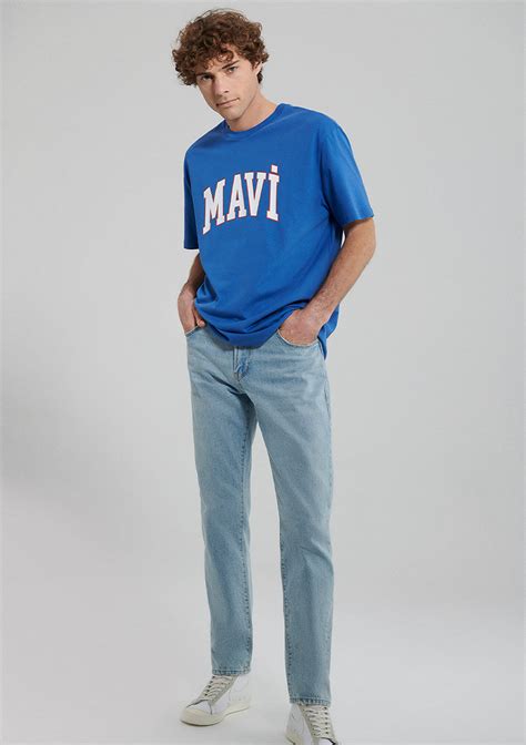 Mavi Logo Baskılı Mavi Tişört Mavi