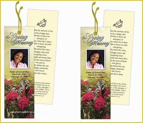 In Loving Memory Bookmark Template Free Of 21 Funeral Bookmark ...