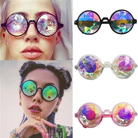 Retro Round Crystal Lens Prism Glasses Cool Kaleidoscope Sunglasses