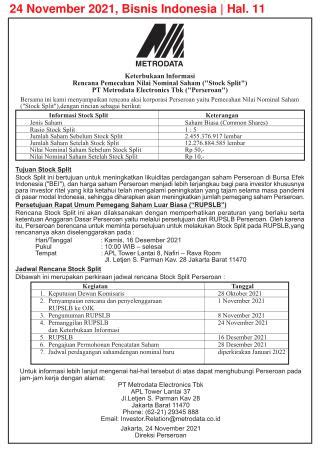 Keterbukaan Informasi Electronics Tbk November