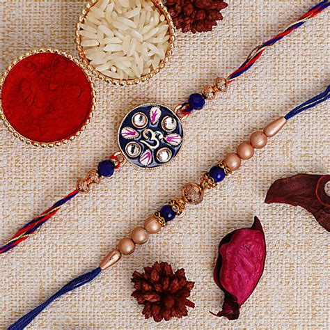 Buy Ecraftindia Blue Meenakari Pearl Designer Rakhis Online At Best