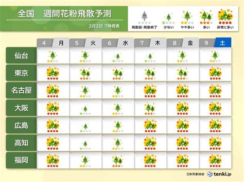 週間花粉飛散予測 スギ花粉がピーク 東京は雨でも大量飛散 対策は万全に 気象予報士 牧 良幸 2024年03月03日 日本気象協会 Tenki Jp