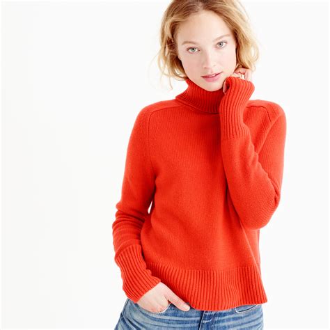 J Crew Collection Cashmere Ribbed Turtleneck Sweater In Red Vivid