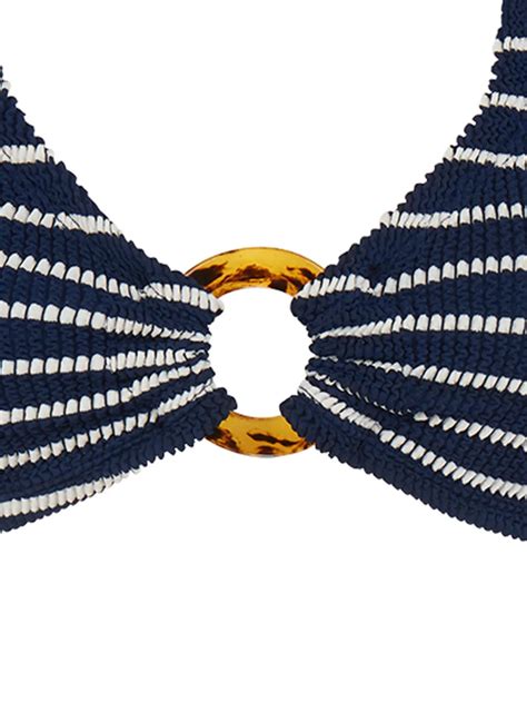 Hunza G Womens Nadine Hoop Trim Striped Seersucker Bikini Set Navy Whit In Navy White Modesens