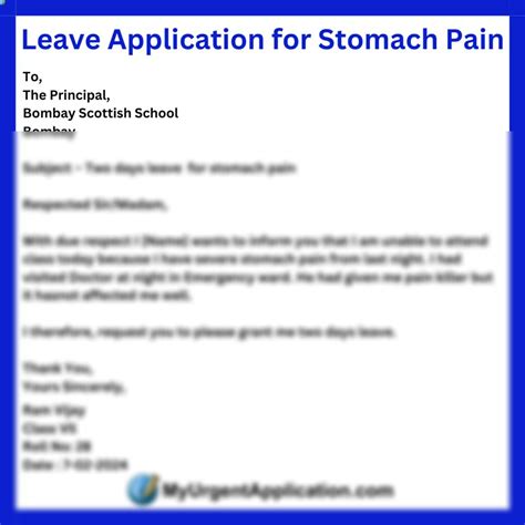 SOLUTION Leave Application For Stomach Pain 1 Studypool