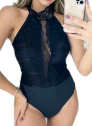 Body Gola Alta Manga Cavada Decote Em Tule Feminino Frete Gr Tis