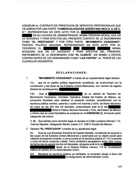 Adendum Inox Testado Ejemplode Ademdum De Contrato De Servicios