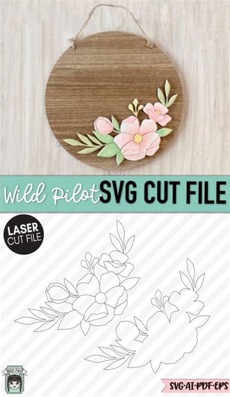 Flower LASER Cut File SVG Floral LASER File Single Line Etsy