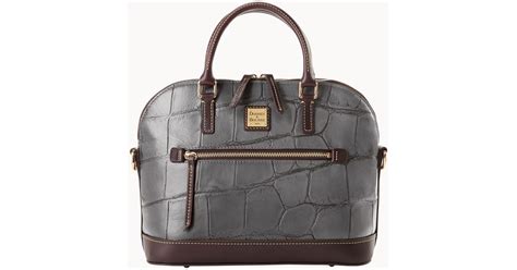 Dooney Bourke Denison Domed Zip Satchel In Gray Lyst