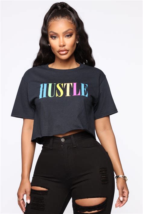 Hustle And Glow Crop Top Black Fashion Nova Screens Tops And