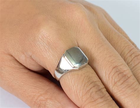 Sterling Silver Signet Ring Flat Top Ring Plain Silver Ring Etsy