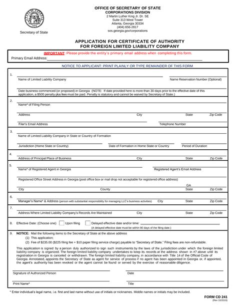 How To Register A Foreign Llc In Georgia Darrin Kenneys Templates