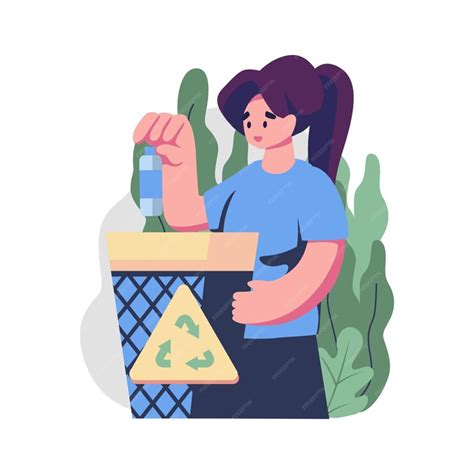 premium vector throw garbage   recycling bin flat illustration