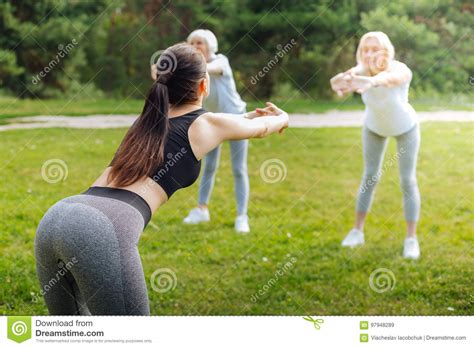 Healthy Brunette Showing The Task Stock Image Image Of Leisure Care