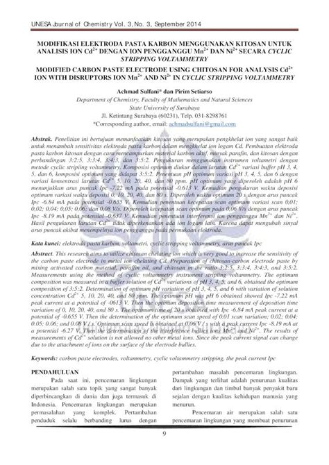 PDF MODIFIKASI ELEKTRODA PASTA KARBON MENGGUNAKAN KITOSAN UNTUK