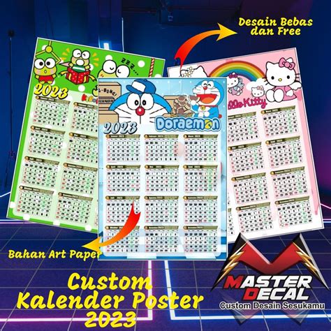 Jual Cetak Kalender 2023 Poster Tambah Foto Motif Kartun Custom Shopee Indonesia