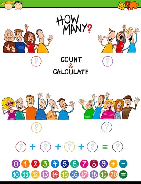 Tarefa de matemática para crianças em idade pré escolar Vetor Premium