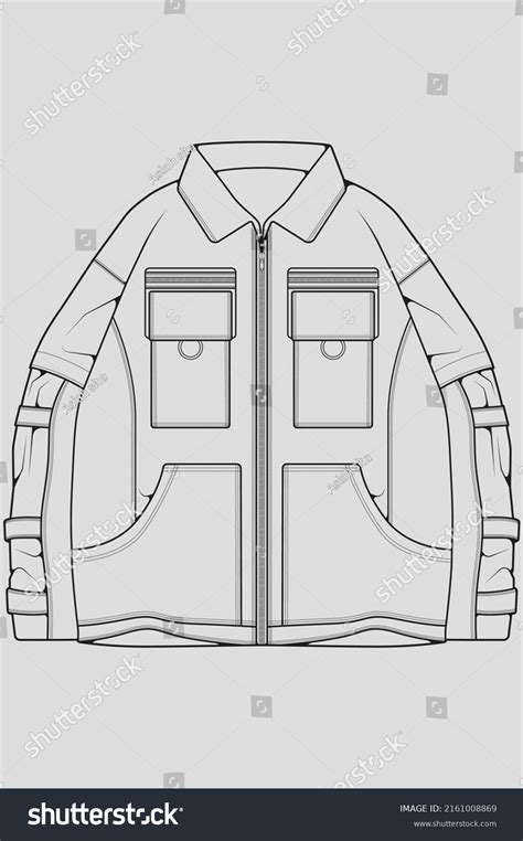 Windbreaker Jacket Technical Fashion Illustration Sketch Stock Vector